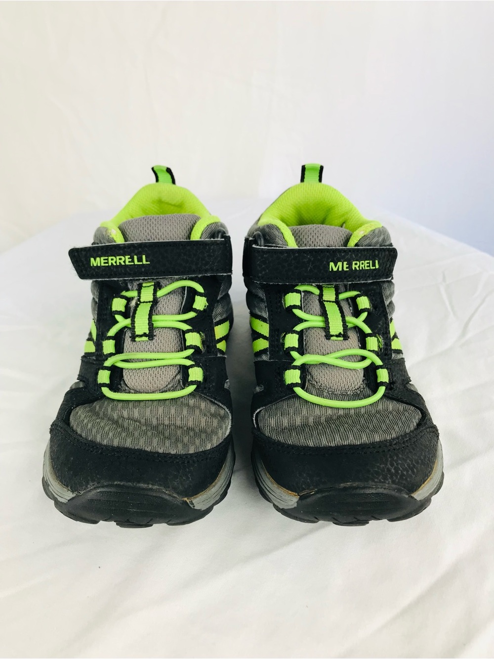 Merrell Kids Black and Neon Green Trail Sneakers